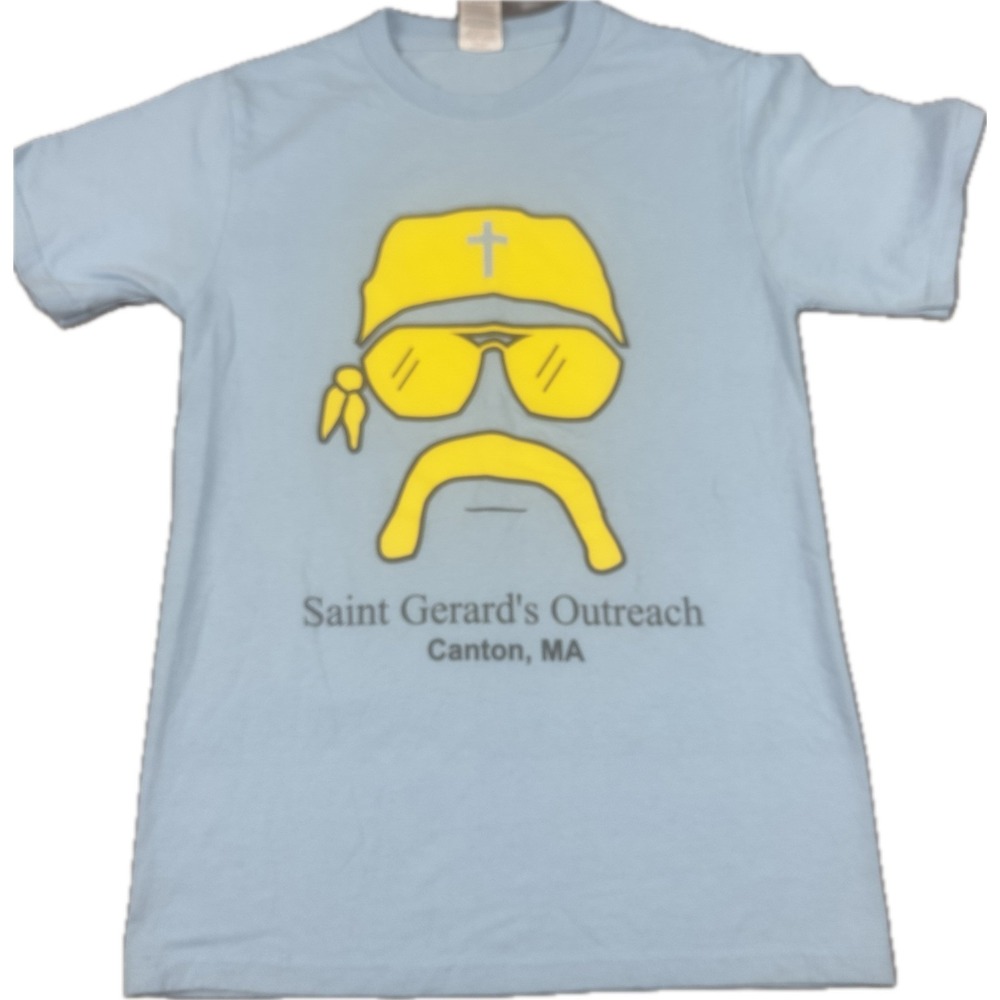 Jerzees Unisex Saint Gerard Outreach 2013‎ T-Shirt Small Blue Graphic Cross Tee
